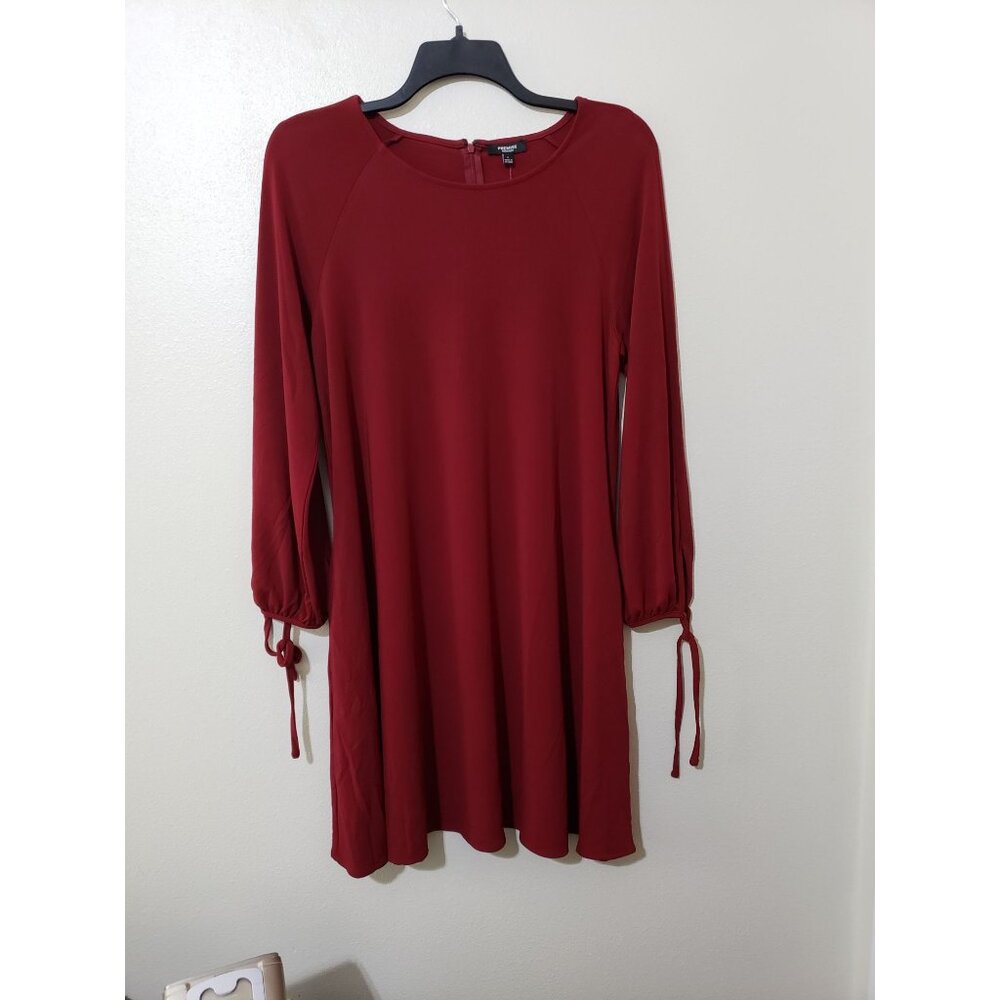 Premise Dresses, cranberry, tie sleeve, boat neck, tunic dress, size L